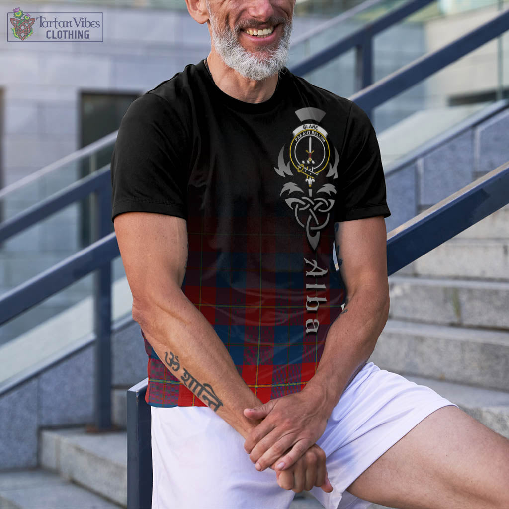 Tartan Vibes Clothing Blane Tartan T-Shirt Featuring Alba Gu Brath Family Crest Celtic Inspired