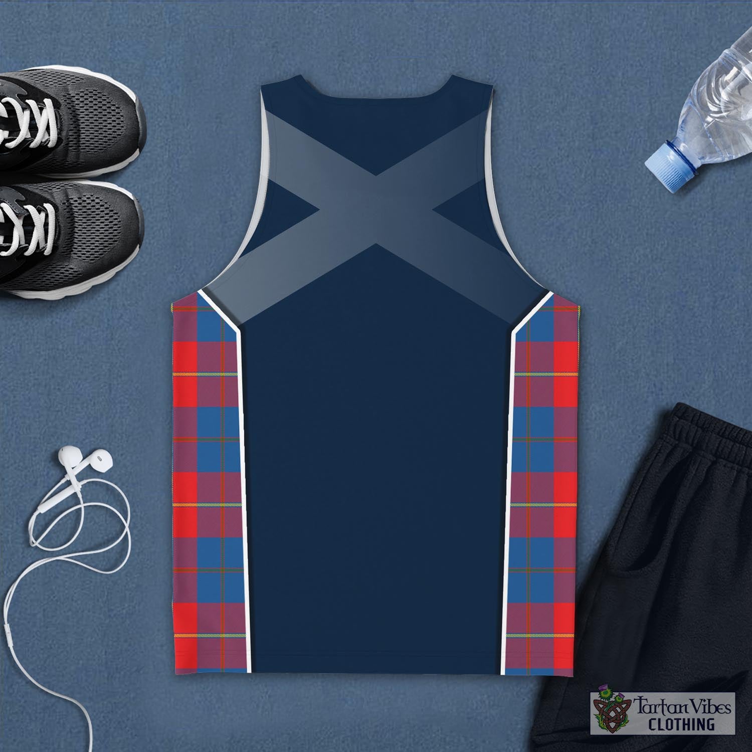 Tartan Vibes Clothing Blane Tartan Men's Tanks Top with Family Crest and Scottish Thistle Vibes Sport Style