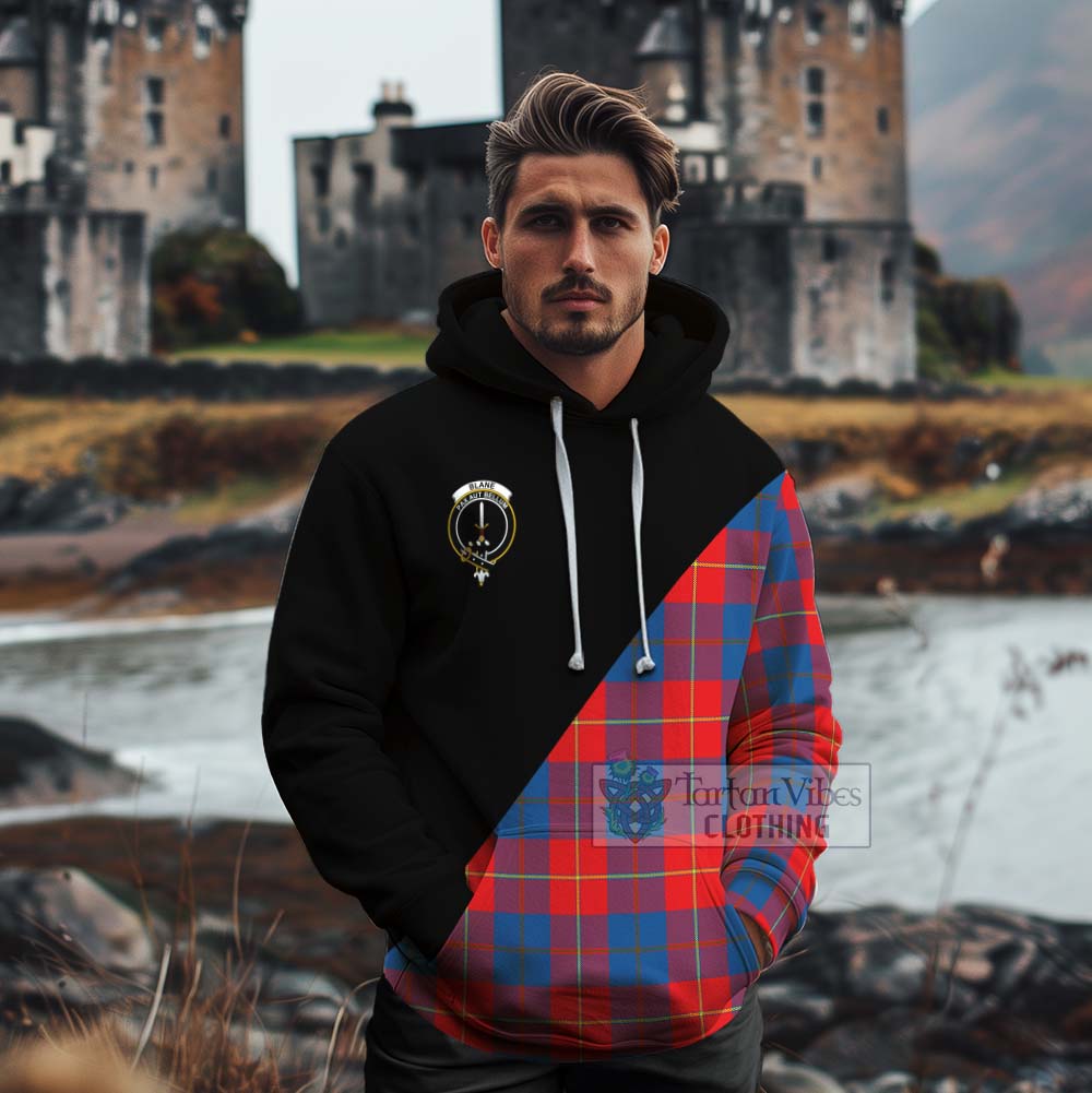 Tartan Vibes Clothing Blane Tartan Cotton Hoodie with Family Crest and Military Logo Style