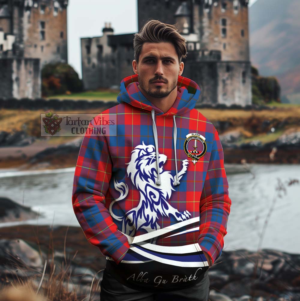 Tartan Vibes Clothing Blane Tartan Cotton Hoodie with Alba Gu Brath Regal Lion Emblem