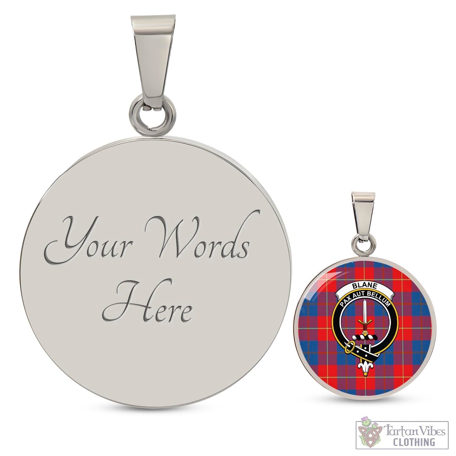 Tartan Vibes Clothing Blane Tartan Circle Necklace with Family Crest