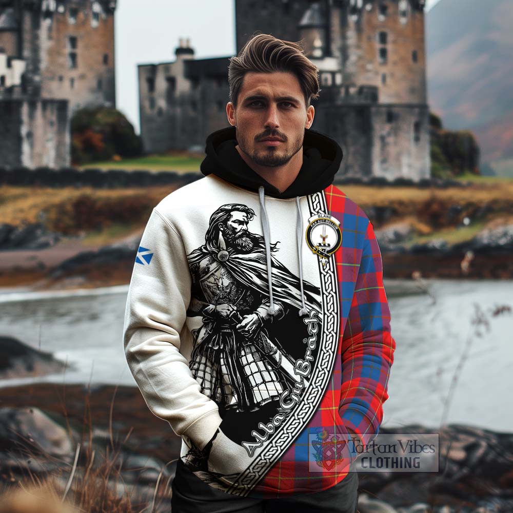 Tartan Vibes Clothing Blane Tartan Clan Crest Cotton Hoodie with Highlander Warrior Celtic Style