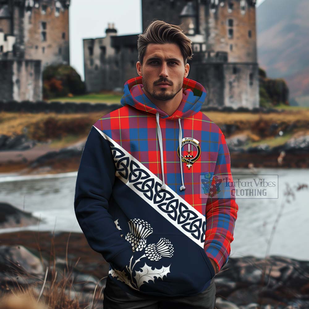 Tartan Vibes Clothing Blane Tartan Cotton Hoodie Featuring Thistle and Scotland Map