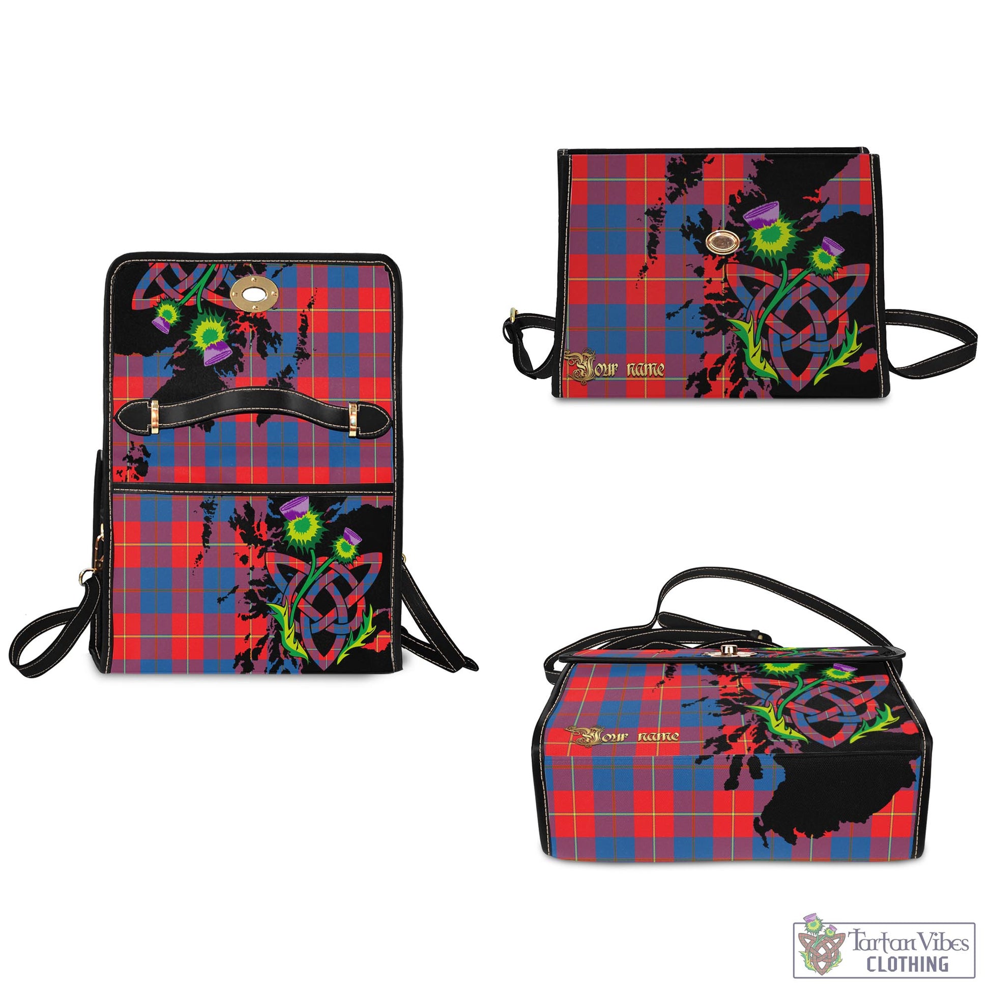 Tartan Vibes Clothing Blane Tartan Waterproof Canvas Bag with Scotland Map and Thistle Celtic Accents