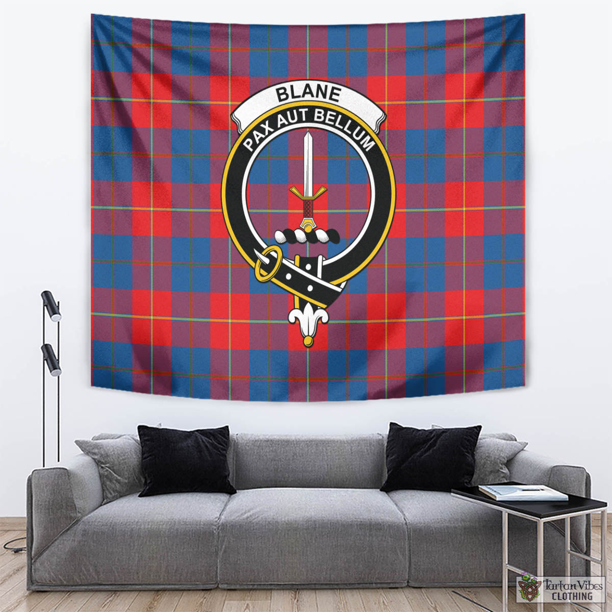 Tartan Vibes Clothing Blane Tartan Tapestry Wall Hanging and Home Decor for Room with Family Crest