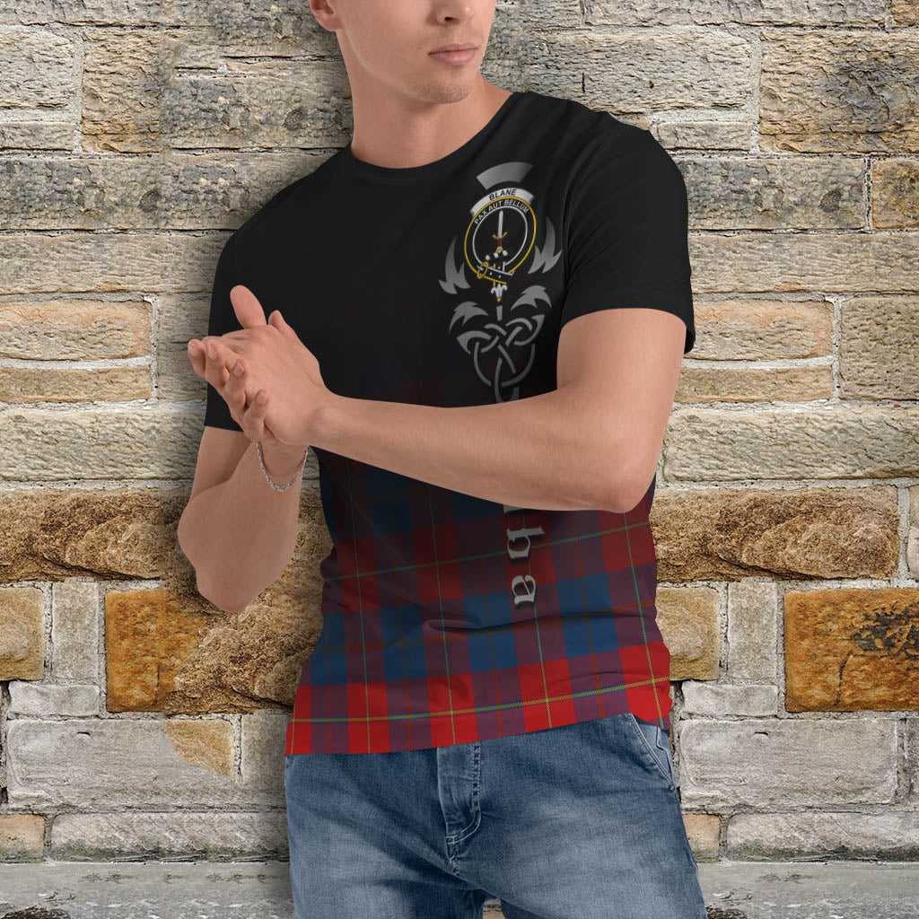 Tartan Vibes Clothing Blane Tartan T-Shirt Featuring Alba Gu Brath Family Crest Celtic Inspired