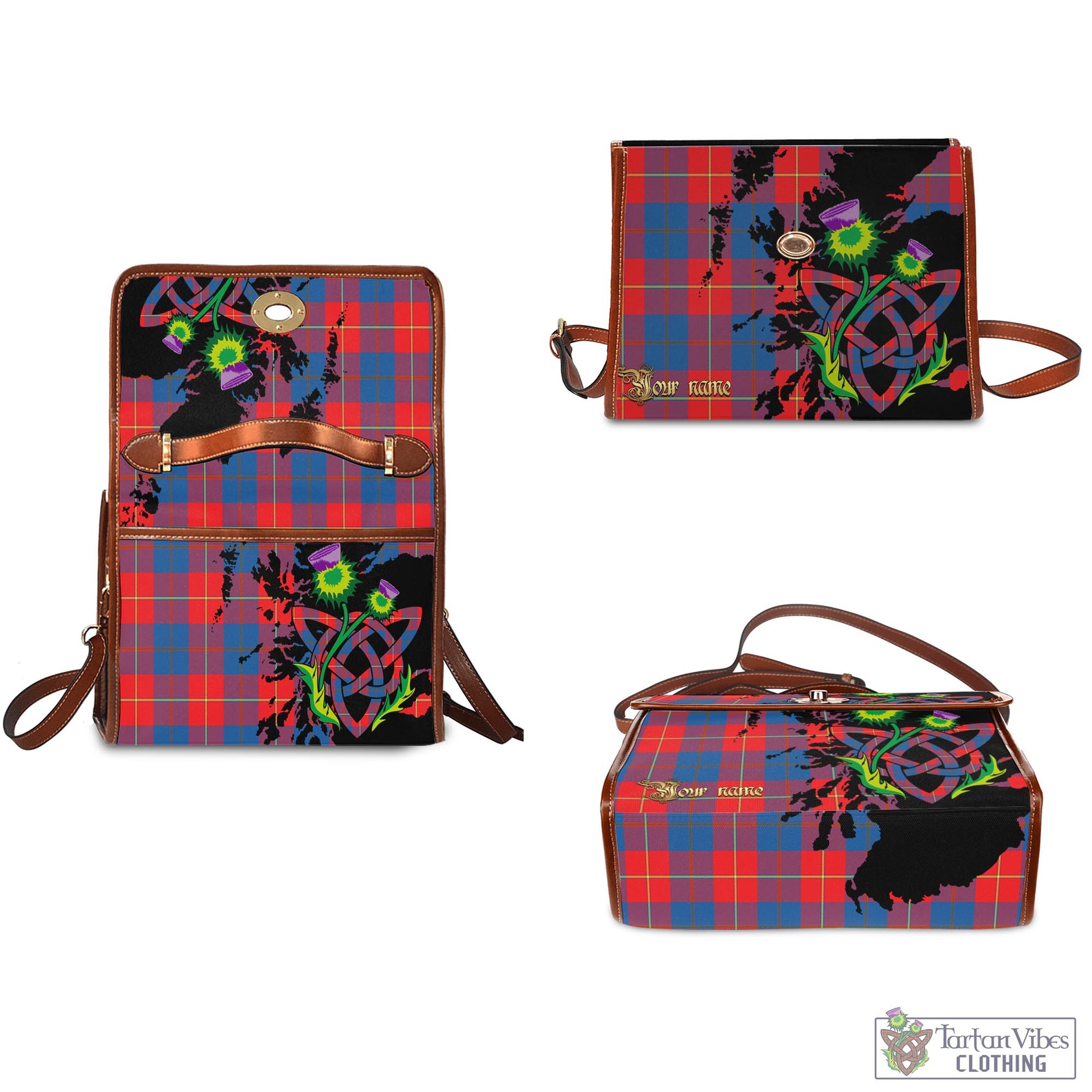 Tartan Vibes Clothing Blane Tartan Waterproof Canvas Bag with Scotland Map and Thistle Celtic Accents