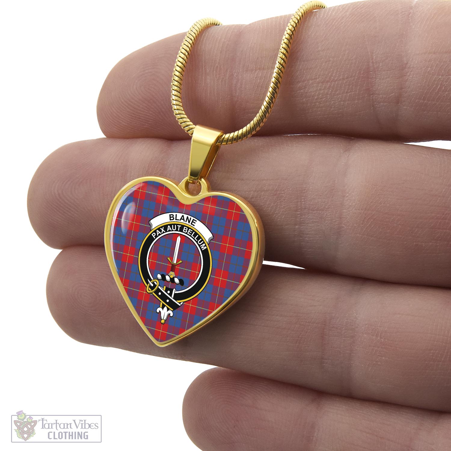 Tartan Vibes Clothing Blane Tartan Heart Necklace with Family Crest