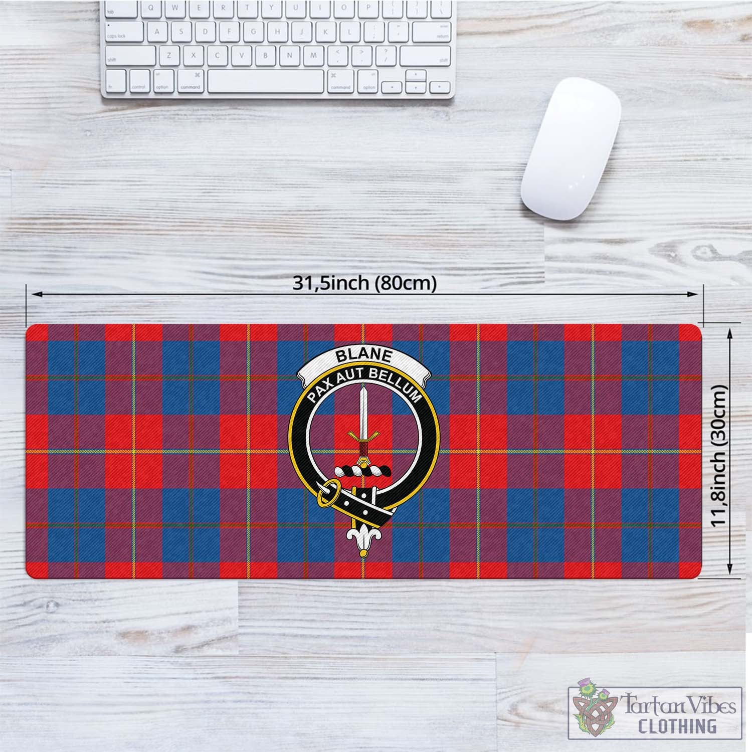 Tartan Vibes Clothing Blane Tartan Mouse Pad with Family Crest