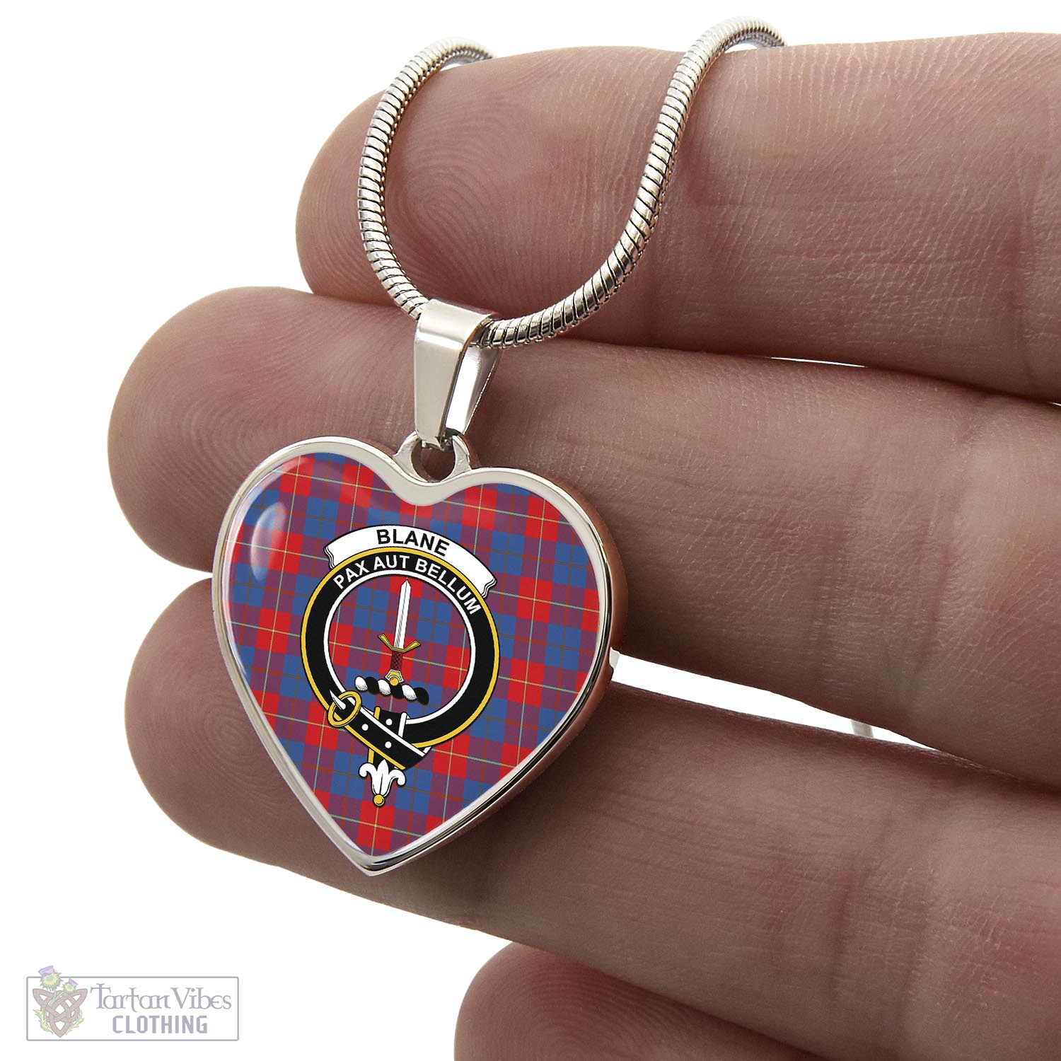 Tartan Vibes Clothing Blane Tartan Heart Necklace with Family Crest