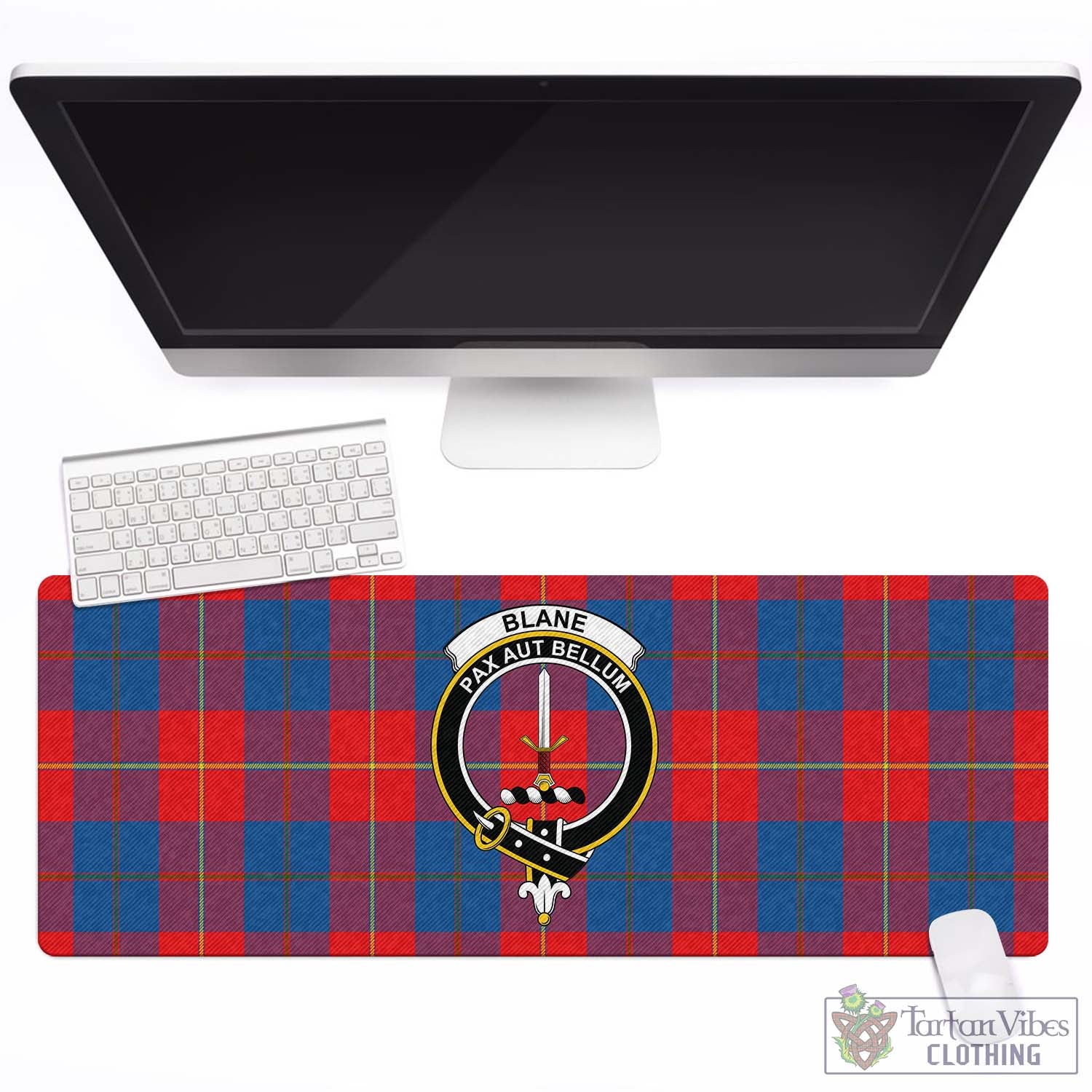 Tartan Vibes Clothing Blane Tartan Mouse Pad with Family Crest