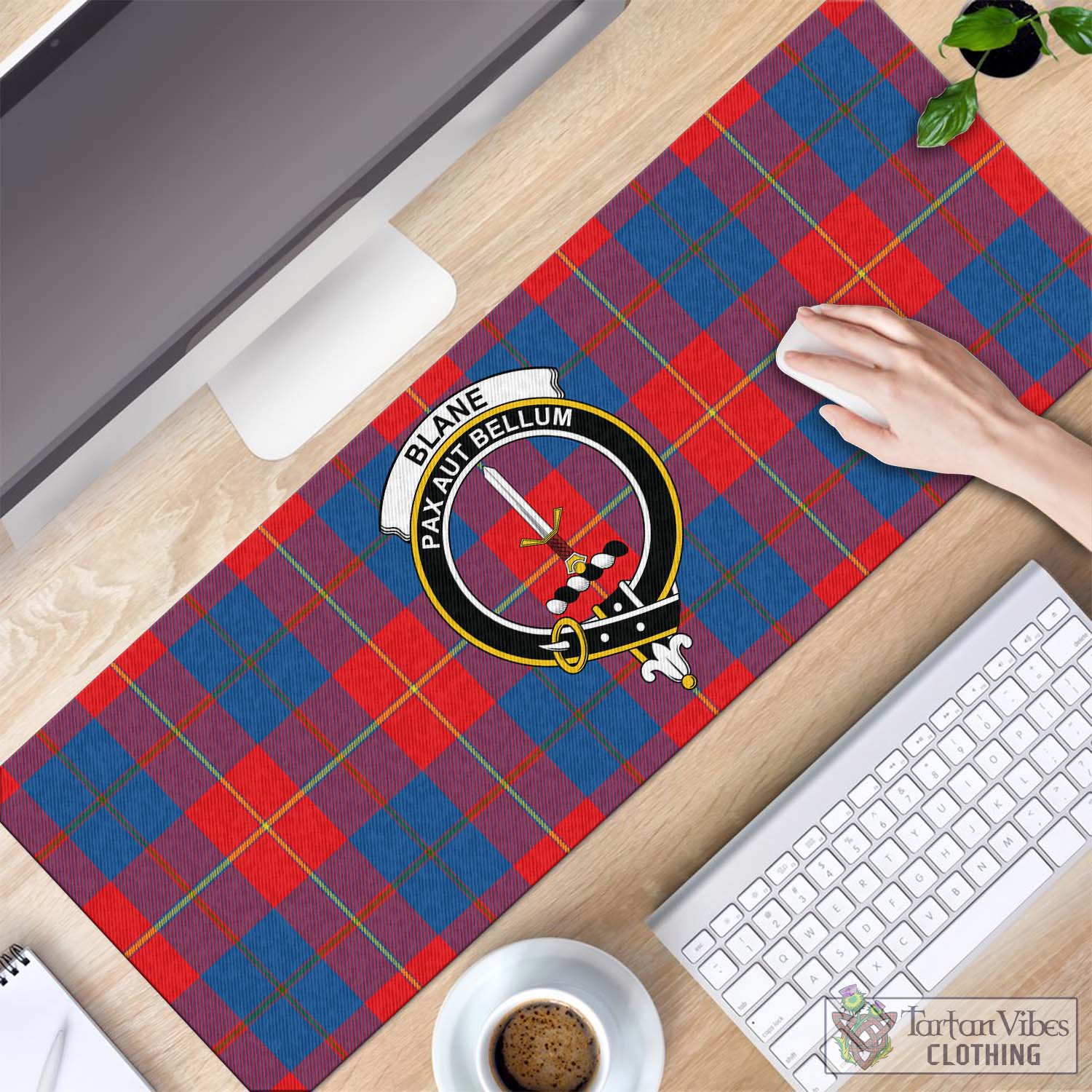 Tartan Vibes Clothing Blane Tartan Mouse Pad with Family Crest