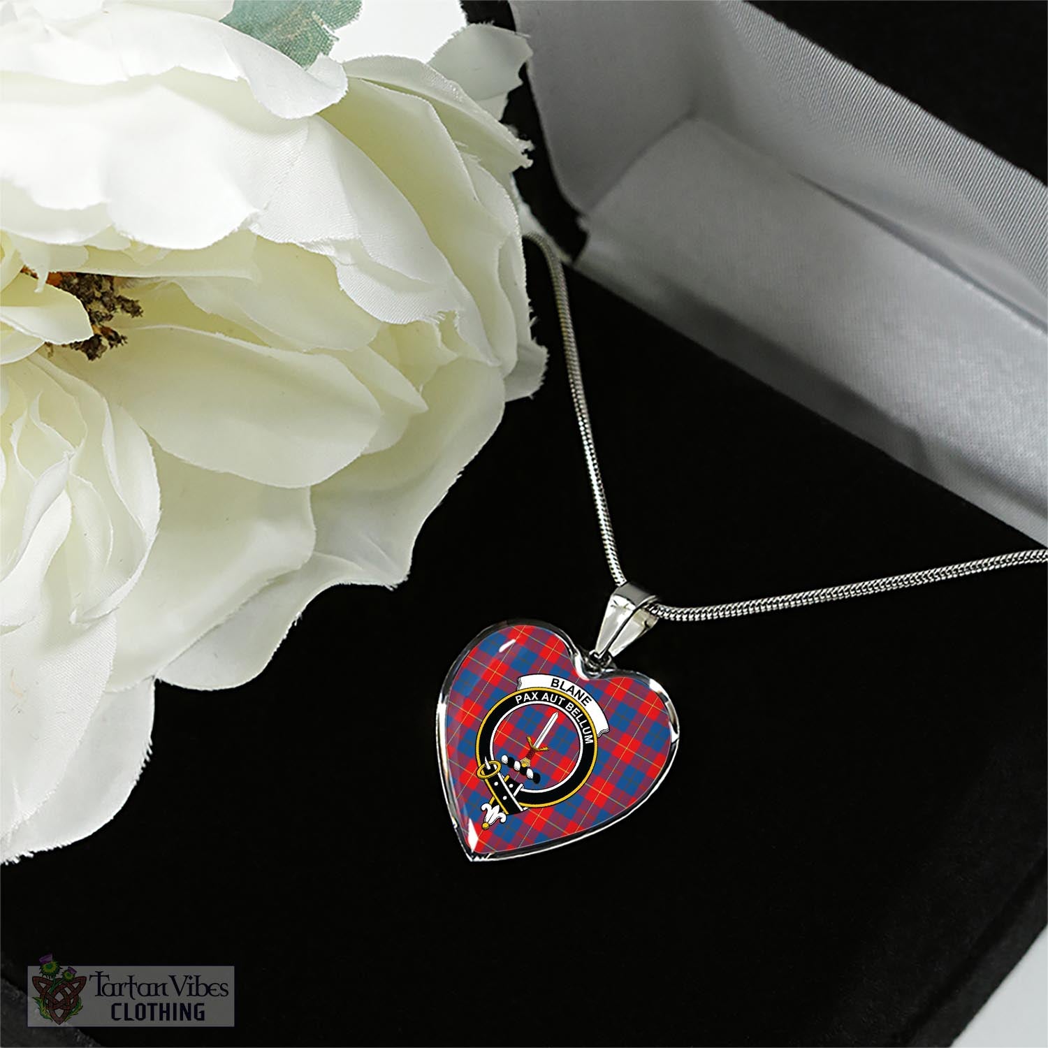 Tartan Vibes Clothing Blane Tartan Heart Necklace with Family Crest