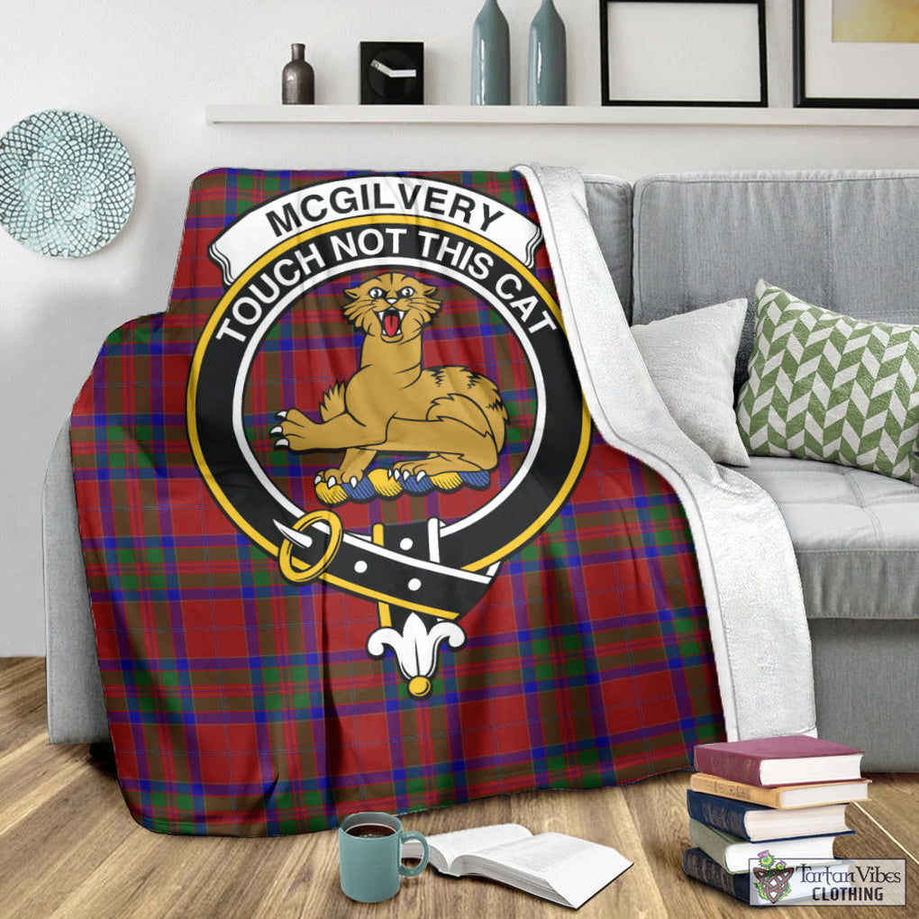 MacGilvery (McGilvery) Tartan Blanket with Family Crest X-Large 59 x 79 inches 150 x 200 cm - Tartan Vibes Clothing