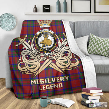 MacGilvery (McGilvery) Tartan Blanket with Clan Crest and the Golden Sword of Courageous Legacy - Tartan Vibes Clothing