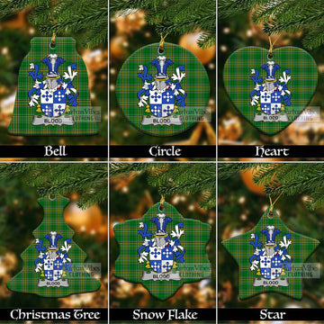 Blood Irish Clan Tartan Christmas Ceramic Ornament with Coat of Arms