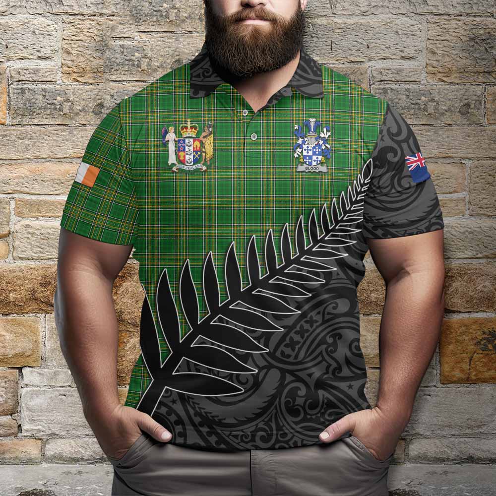 Tartan Vibes Clothing Blood Irish Clan Tartan Polo Shirt with Coat of Arms New Zealand Silver Fern Half Style