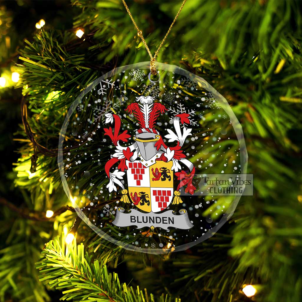 Tartan Vibes Clothing Blunden Irish Clan Christmas Glass Ornament with Coat of Arms