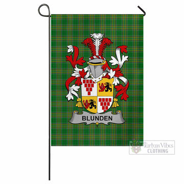 Blunden Irish Clan Tartan Flag with Coat of Arms