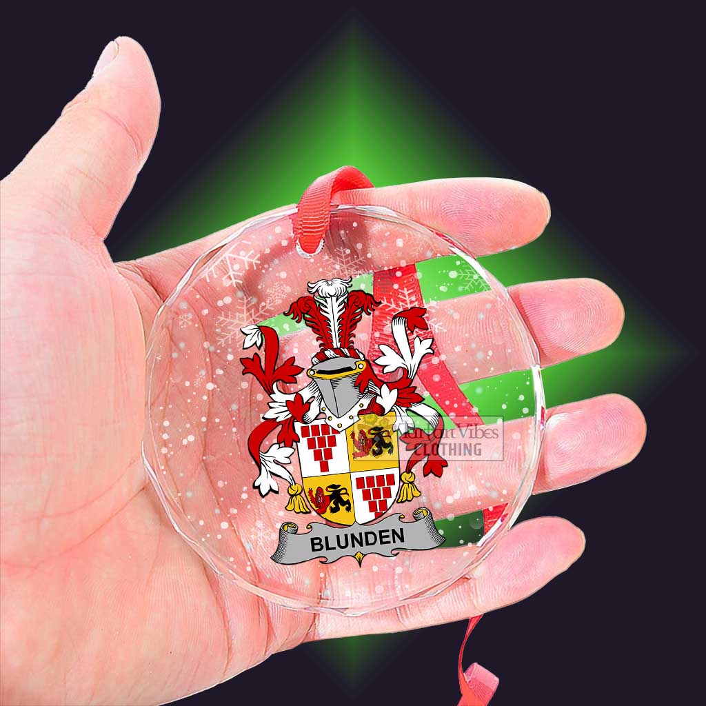 Tartan Vibes Clothing Blunden Irish Clan Christmas Glass Ornament with Coat of Arms