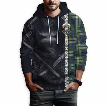 Blyth Tartan Hoodie with Family Crest Cross Sword Thistle Celtic Vibes Pullover Hoodie - Tartan Vibes Clothing
