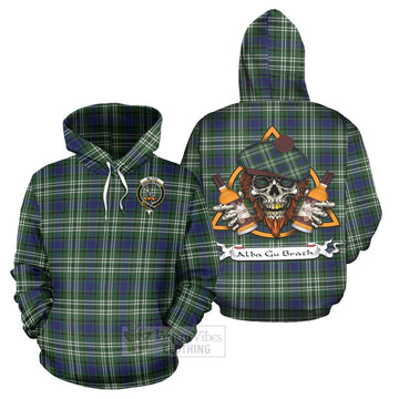 Blyth Tartan Hoodie with Family Crest and Bearded Skull Holding Bottles of Whiskey Zip Hoodie - Tartan Vibes Clothing