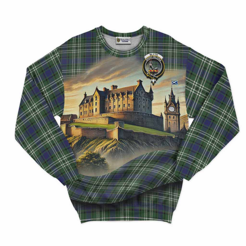 Blyth Tartan Family Crest Sweatshirt with Scottish Ancient Castle Style Unisex - Tartan Vibes Clothing