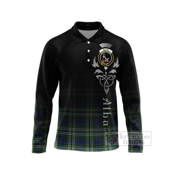 Blyth Tartan Long Sleeve Polo Shirt Featuring Alba Gu Brath Family Crest Celtic Inspired Unisex - Tartan Vibes Clothing