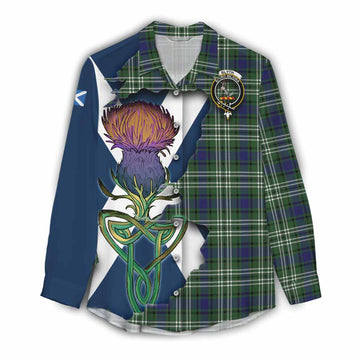 Blyth Tartan Family Crest Women's Casual Shirt Scottish Thistle Celtic Inspired Female - Tartan Vibes Clothing