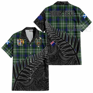 Blyth Crest Tartan Hawaiian Shirt with New Zealand Silver Fern Half Style Kid - Tartan Vibes Clothing