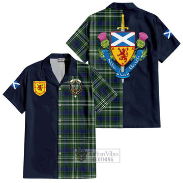 Blyth Tartan Hawaiian Shirt Alba with Scottish Lion Royal Arm Half Style Kid - Tartan Vibes Clothing