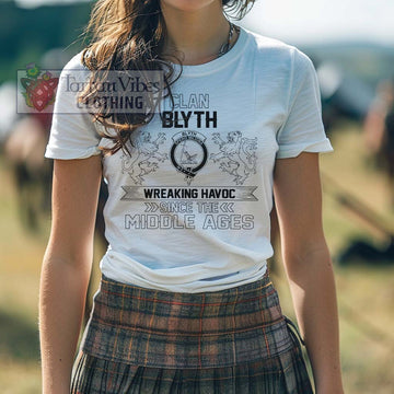 Blyth Family Crest 2D Cotton Women's T-Shirt Wreaking Havoc Style - 2D-tartanvibesclothing