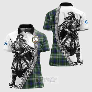 Blyth Tartan Clan Crest Women's Polo Shirt with Highlander Warrior Celtic Style Women - Tartan Vibes Clothing