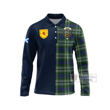 Blyth Tartan Long Sleeve Polo Shirt Alba with Scottish Lion Royal Arm Half Style Unisex - Tartan Vibes Clothing