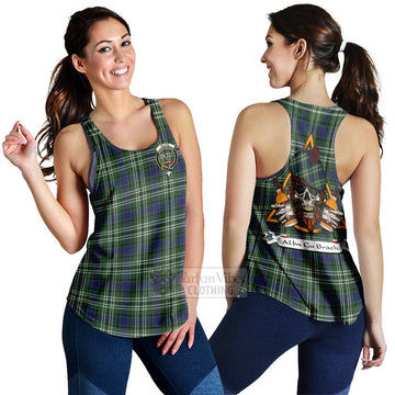 Blyth Tartan Women's Racerback Tanks with Family Crest and Bearded Skull Holding Bottles of Whiskey 4XL - Tartan Vibes Clothing