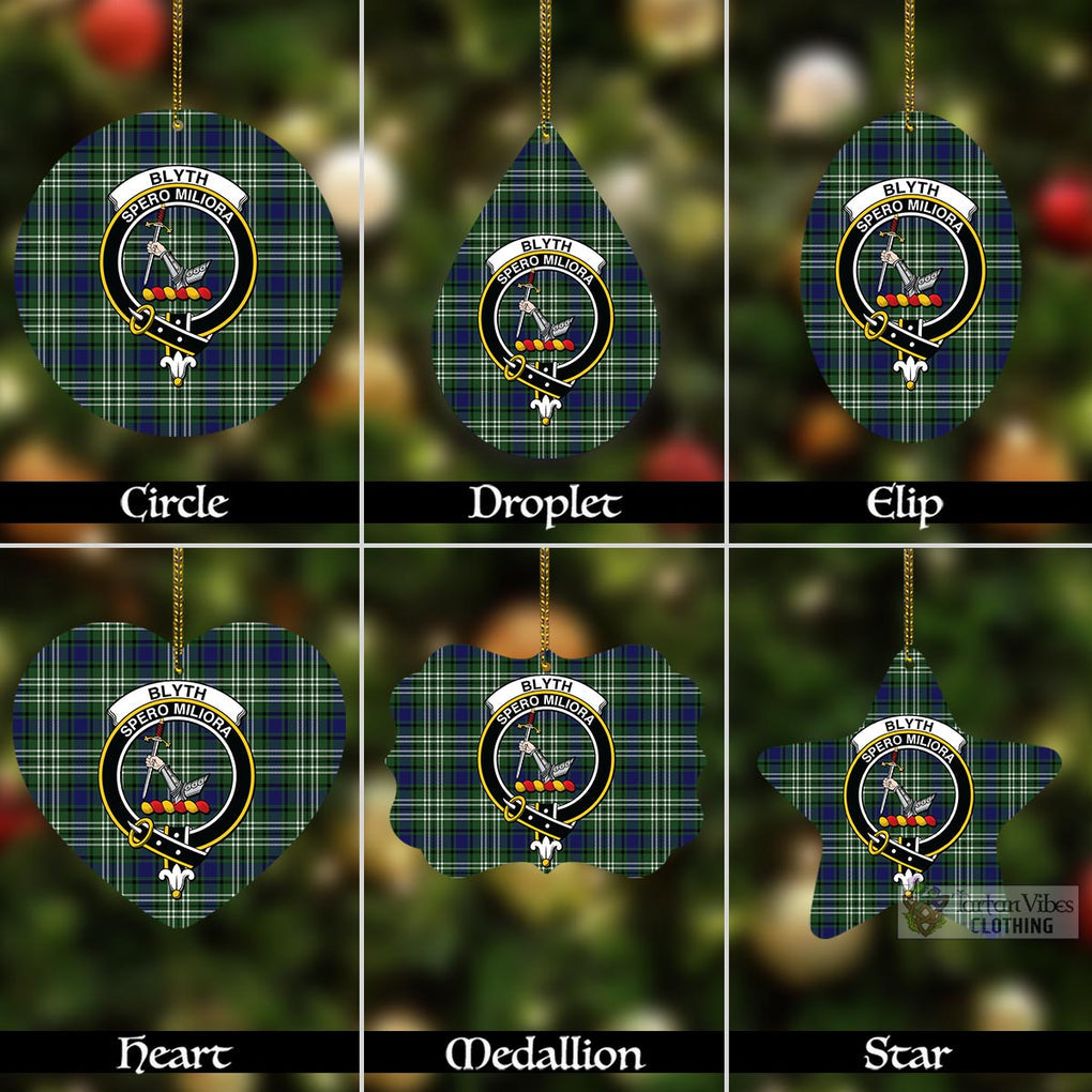 Tartan Vibes Clothing Blyth Tartan Christmas Aluminium Ornament with Family Crest