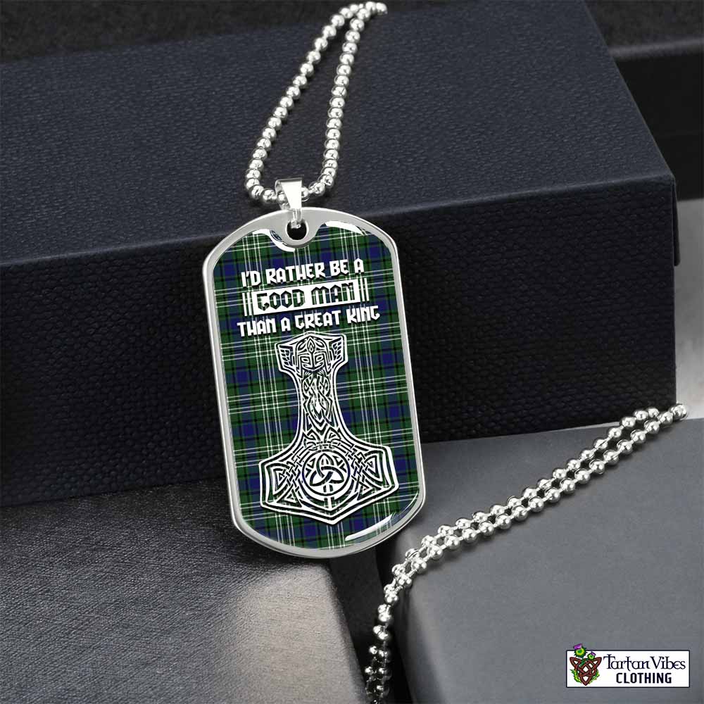Blyth Tartan Dog Tag Necklace Viking Mjolnir Style Silver No - Tartan Vibes Clothing