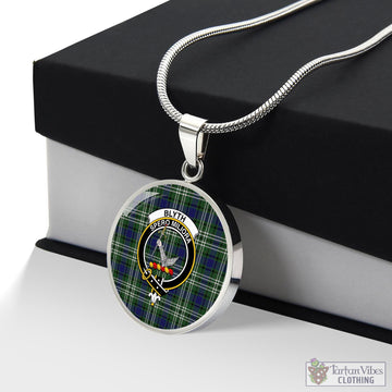 Blyth Tartan Circle Necklace with Family Crest