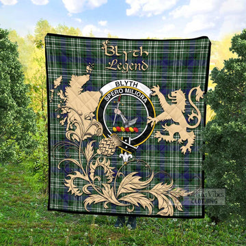 Blyth Tartan Quilt with Family Crest and Scottish Symbol Style Super King Quilt 91" x 110" - Tartan Vibes Clothing