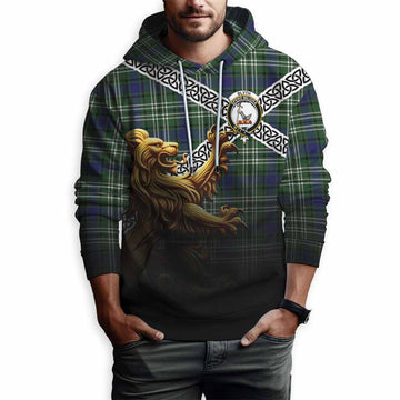Blyth Crest Tartan Hoodie with Golden Lion Emblem Celtic Style Pullover Hoodie - Tartan Vibes Clothing