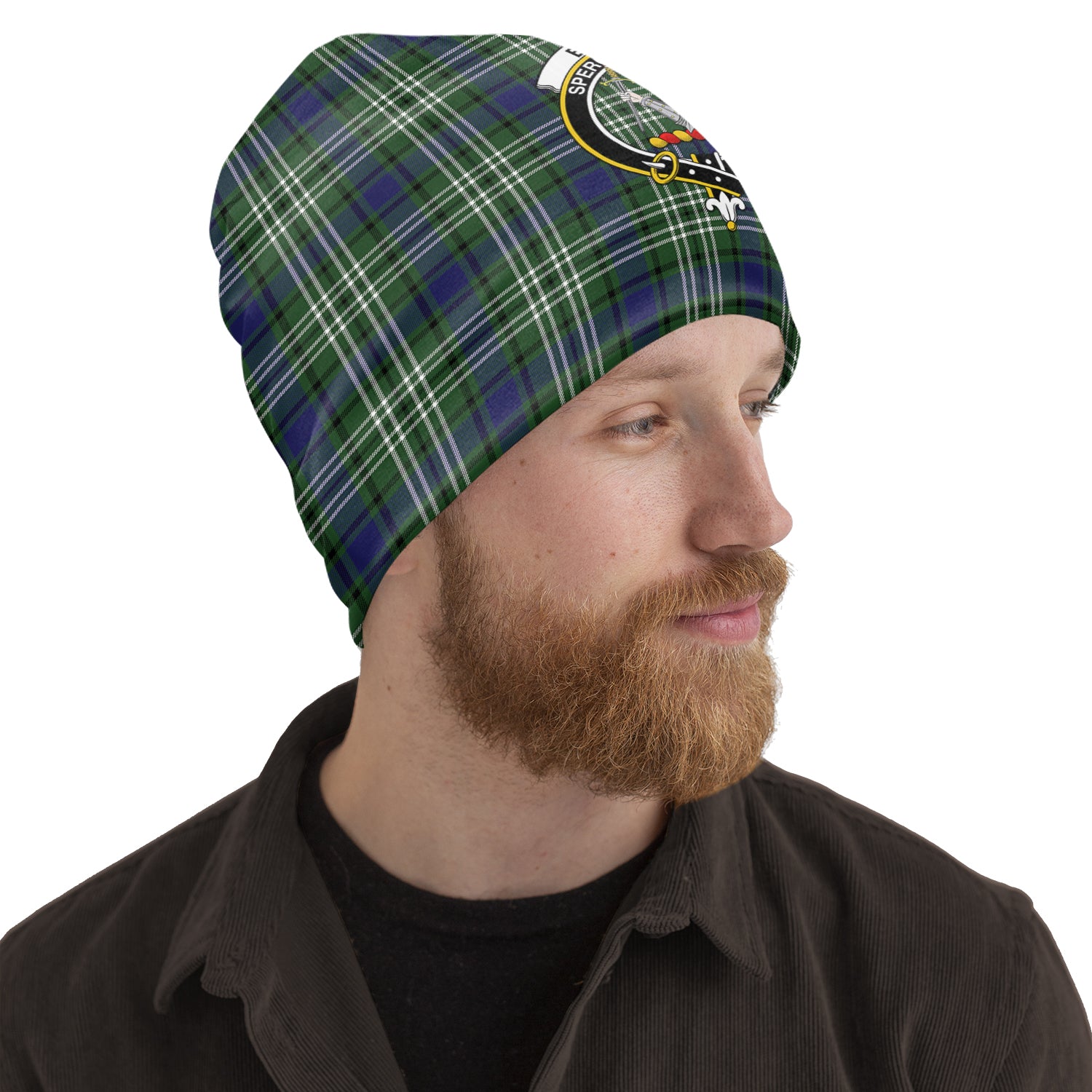 Blyth Tartan Beanies Hat with Family Crest One Size 22 inches 15.5 inches - Tartanvibesclothing