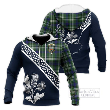 Blyth Tartan Knitted Hoodie Featuring Thistle and Scotland Map Unisex Knitted Pullover Hoodie - Tartan Vibes Clothing