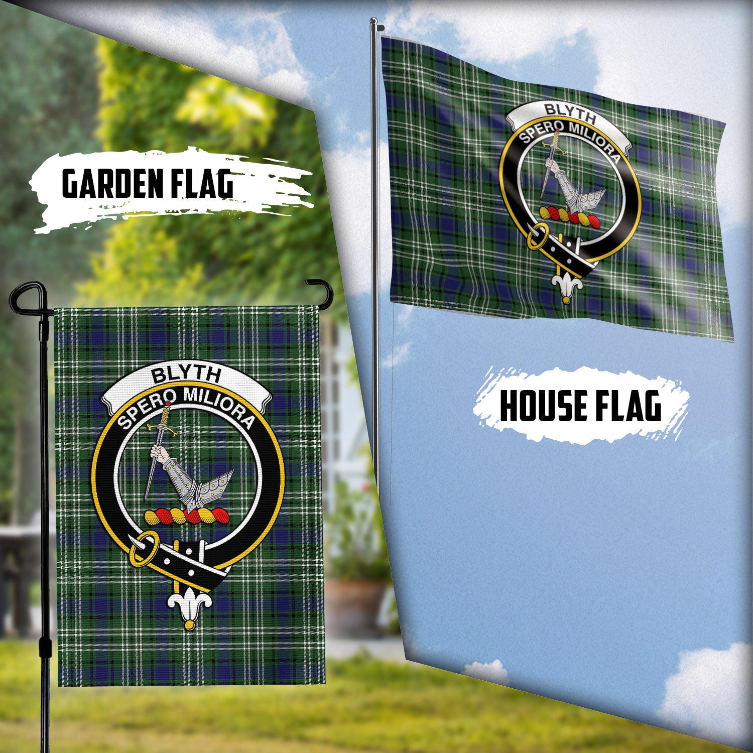 Blyth Tartan Flag with Family Crest Garden Flag (Vertical) - Tartan Vibes Clothing