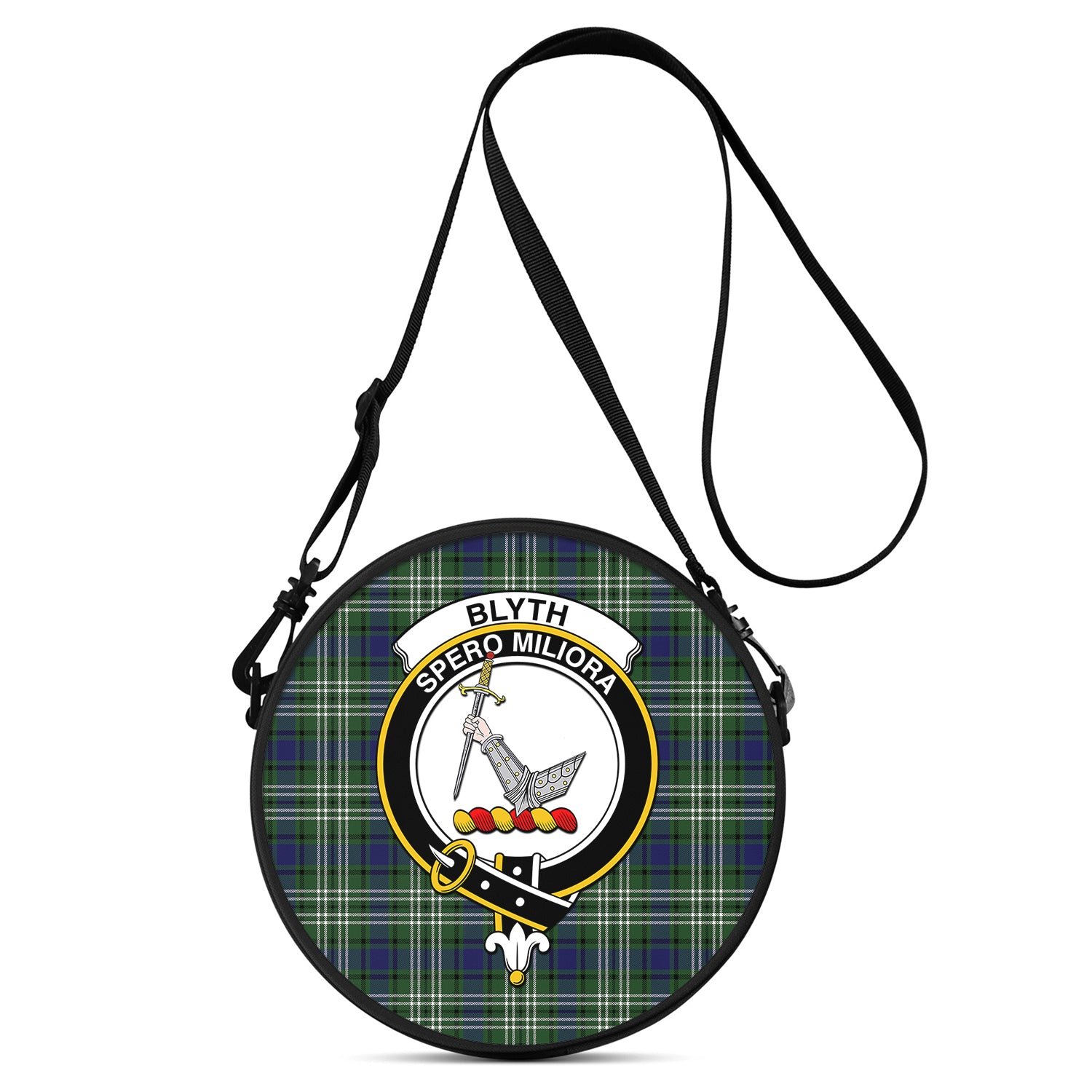 Blyth Tartan Round Satchel Bags with Family Crest One Size 9*9*2.7 inch - Tartanvibesclothing