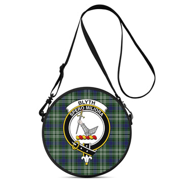 Blyth Tartan Round Satchel Bags with Family Crest