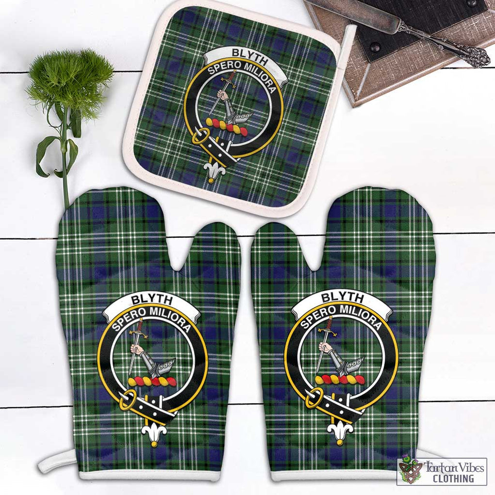 Blyth Tartan Combo Oven Mitt & Pot-Holder with Family Crest White - Tartan Vibes Clothing