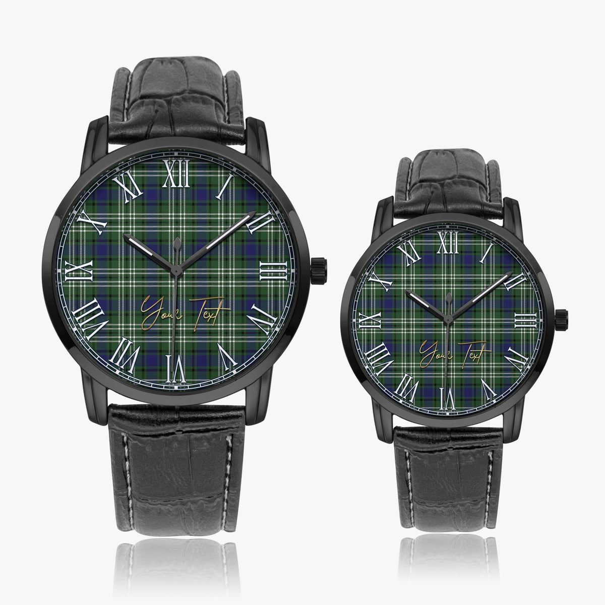 Blyth Tartan Personalized Your Text Leather Trap Quartz Watch Wide Type - Tartan Vibes Clothing