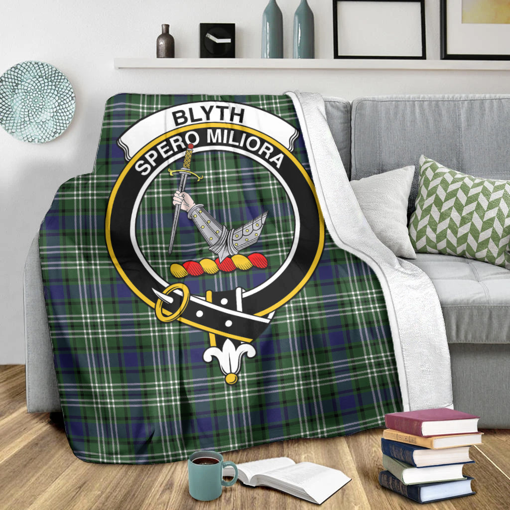 Blyth Tartan Blanket with Family Crest X-Large 59 x 79 inches 150 x 200 cm - Tartan Vibes Clothing