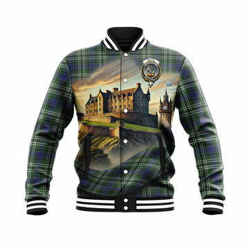 Blyth Tartan Family Crest Baseball Jacket with Scottish Ancient Castle Style Unisex - Tartan Vibes Clothing