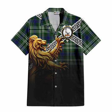 Blyth Crest Tartan Hawaiian Shirt with Golden Lion Emblem Celtic Style Kid - Tartan Vibes Clothing